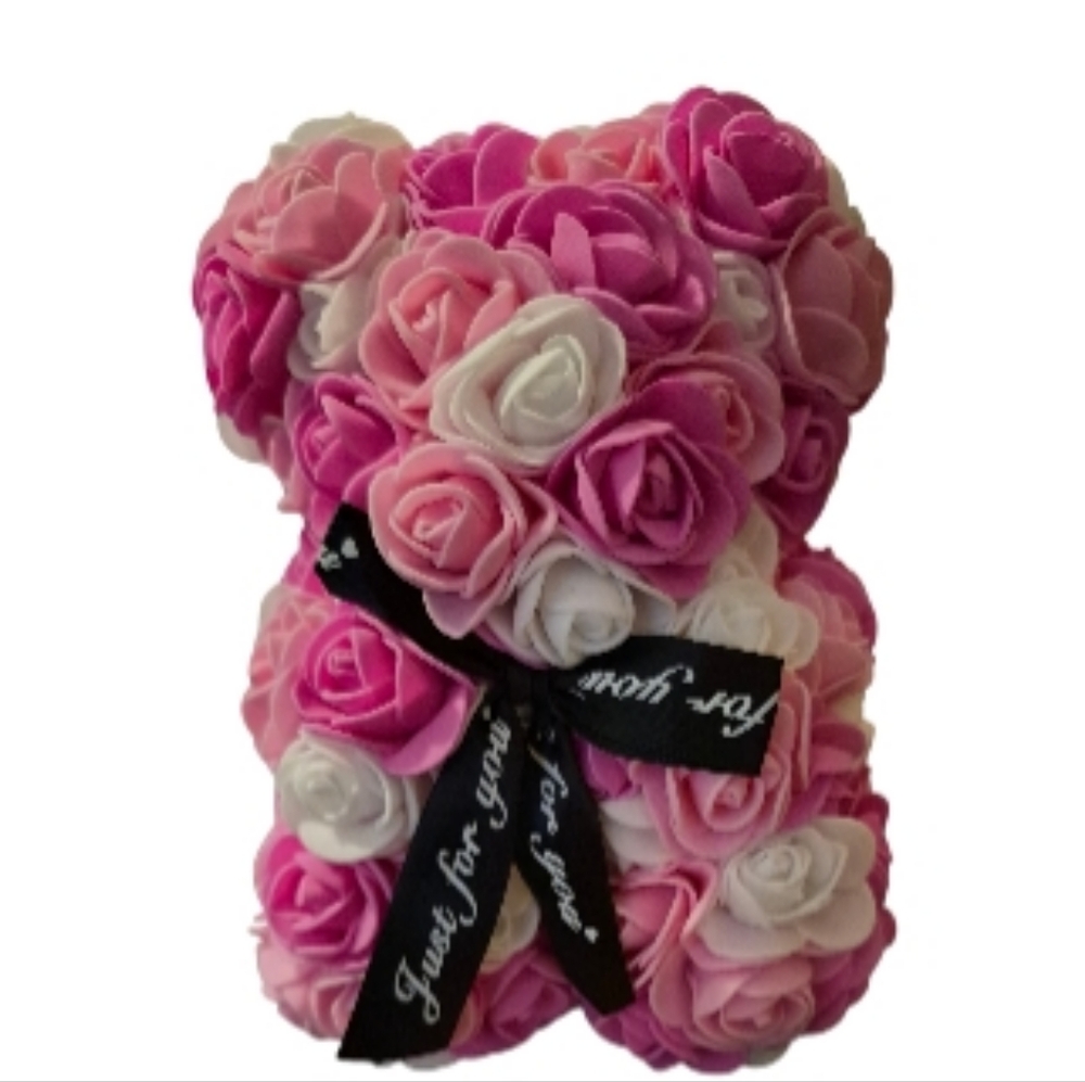 Gift Set With Crystal Aura Lip Oil, Heart Keychain, Bracelet & Rose Teddy - Picture 2 of 5
